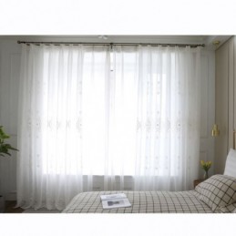 Breathable Sheer Curtain Made to Measure Curtain White All match Embroidery Living Room