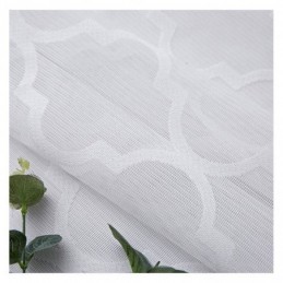 White Geometric Lace Sheer Curtains Panel Living Room Bedroom