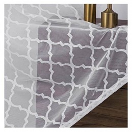 White Geometric Lace Sheer Curtains Panel Living Room Bedroom