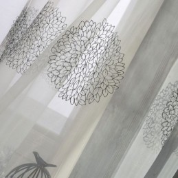 Breathable Sheer Curtain Made to Measure Curtain Flower Cluster Embroidery Living Room