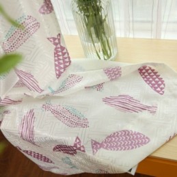 Semi Blackout Curtain Made to Measure Curtain Fish Printed Kids Room Living