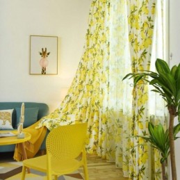 Fresh Semi Blackout Curtain Made to Measure Curtain Fruit Lemon Printed Living Room
