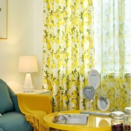 Fresh Semi Blackout Curtain Made to Measure Curtain Fruit Lemon Printed Living Room