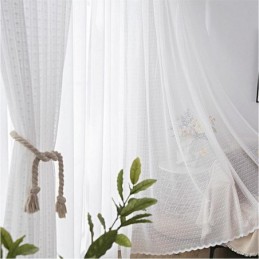 Modern Solid White Color Voile Sheer Curtain Made to Measure Curtain Bedroom Living Room