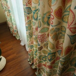 American Retro Curtain Made to Measure Curtain Abstract Flower Printing Bedroom Living Room Semi Blackout Fabric