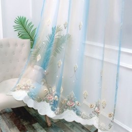 Floral Embroidery Sheer Curtain Made to Measure Curtain Graceful Tulle Drape For Living Room