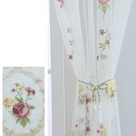 European Embroidered Tulle Curtain Made to Measure Curtain Floral Voile ...