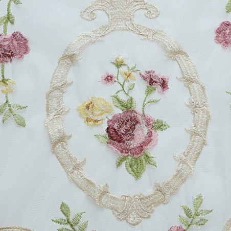 European Embroidered Tulle Curtain Made to Measure Curtain Floral Voile ...