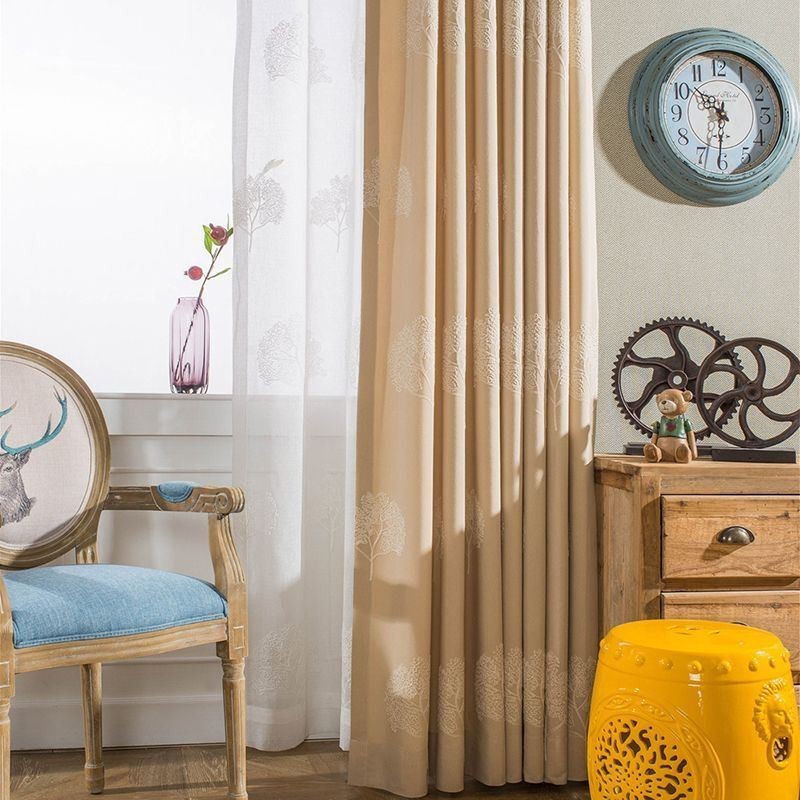 Elegant Tree Pattern Embroidered Curtain Made to Measure Curtain Blackout Window Curtains Drapes For Living Room